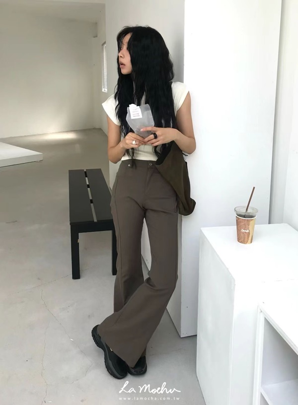 後口袋彈性喇叭褲